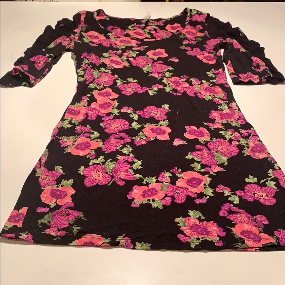floral free people dress with lace arm detail